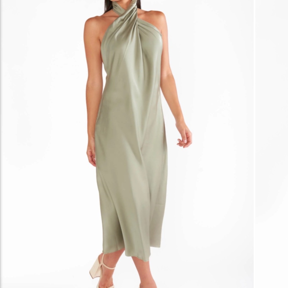 Show Me Your MuMu Sage Green Halter Dress